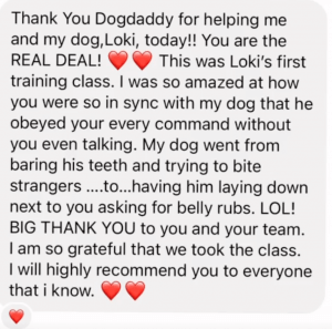 Thank you Dog Daddy I am so grateful we took the class I highly recommend you to everyone that I know